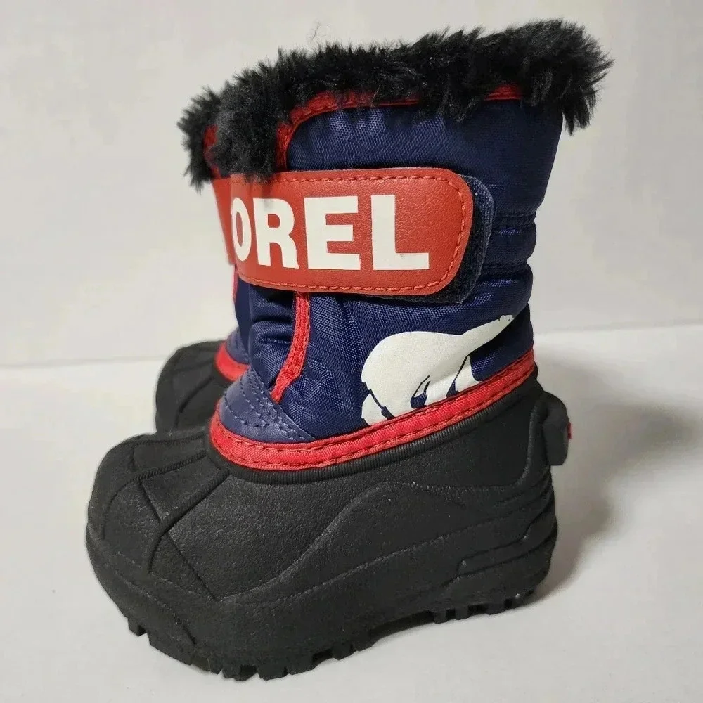 Sorel Snow Commander kids boot Size 4 Toddler Black Multicolor